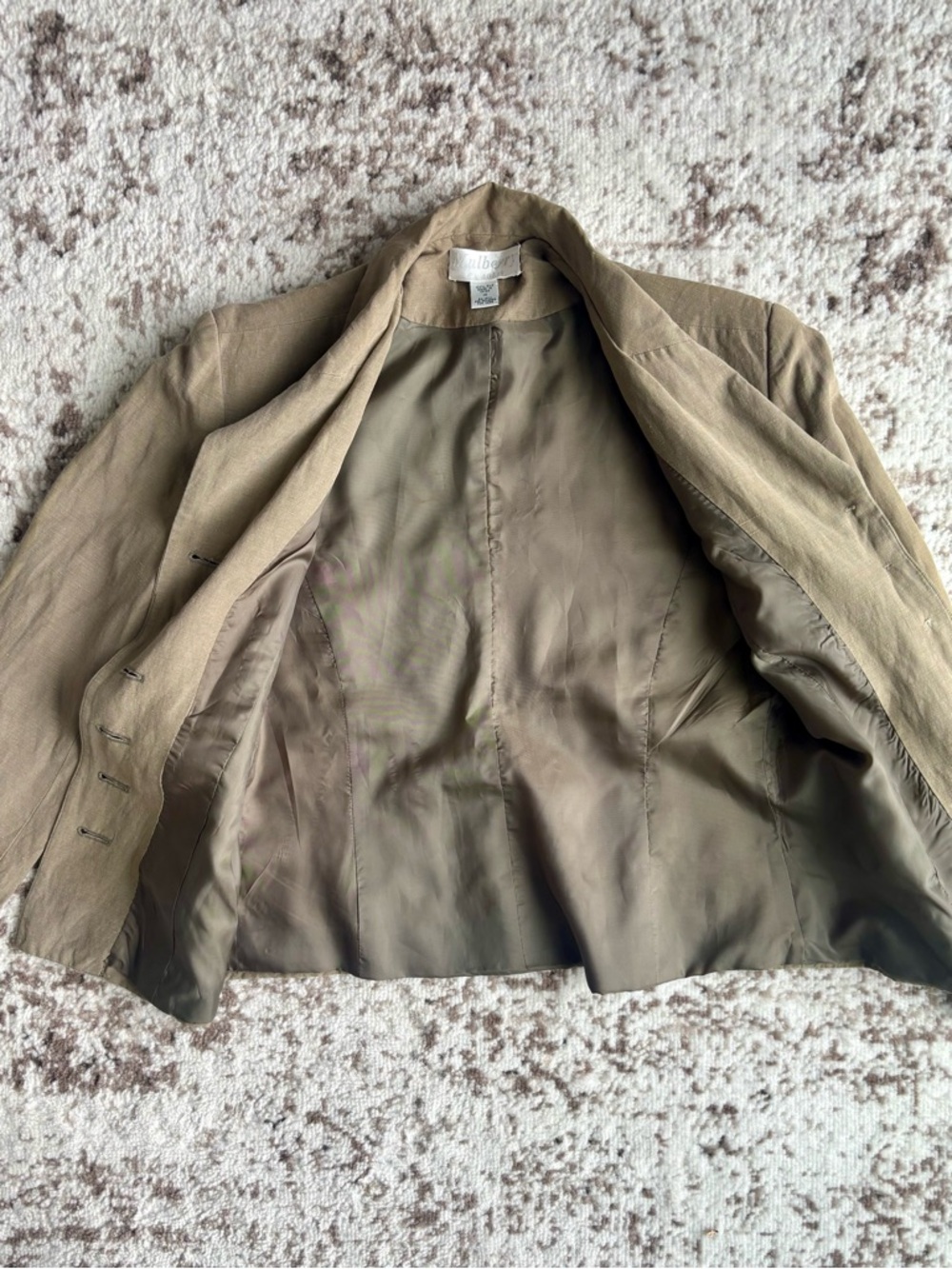 Vintage Mulberry 100% Silk Khaki/Olive Tailored Button Jacket - Picture 4 of 9